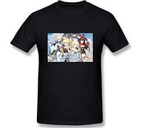 Genshin Impact T Shirt Men's Fashion Cotton Crew Neck Short Sleeve Graphic Tees Casual Summer Tee Tops Black T-Shirts à Manches Courtes(Small)