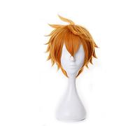 Genshin Impact Tartaglia Perruque de cosplay courte en cheveux synthétiques résistants à la chaleur Jaune Pour Halloween Carnaval Party + bonnet de perruque