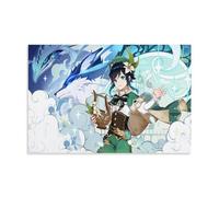 Genshin Impact - Venti, Dvalin and Wolf of The North Official Artwork Poster Peinture décorative sur toile Art mural pour salon, chambre à coucher, art mural, impression d'image moderne, décoration de