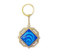 Genshin Porte-clés lumineux avec breloque en forme de clé Liyue Vision Hydro Porte-clés doré Figurine de jeu Porte-clés avec pendentif Genshin Personnage Cosplay Accessoires Œil de Dieu, jaune, M