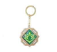 Genshin Porte-clés lumineux en forme de clé Liyue Vision Dendro Porte-clés en or avec figurine de jeu Genshin Personnage Cosplay Accessoires Œil de Dieu, jaune, M