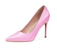 GENSHUO Escarpins à talons aiguilles bout fermé pour femme - Chaussures de soirée à bout pointu 10,2 cm - Pour fête, retour à la maison, mariage, rose, 9.5