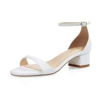 GENSHUO Sandales confortables pour femme avec talon bloc bas, chaussures confortables avec sangle de cheville et bout ouvert pour une marche et une position debout détendues, blanc mat, 41 EU