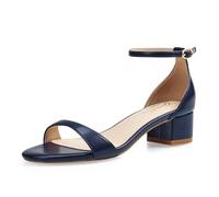 GENSHUO Sandales confortables pour femme avec talon bloc bas, chaussures confortables avec sangle de cheville et bout ouvert pour une marche et une position debout détendues, bleu marine, 41 EU