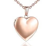 GENSMILE Collier avec pendentif d'amitié en forme de cœur avec photo - Chaîne photo cadeau personnalisé pour filles et garçons, chaîne avec amulette photo à ouvrir, pendentif mémoire (or rose)