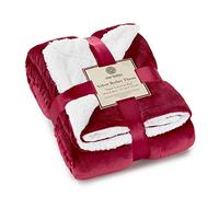 Genteele Plaid Sherpa super doux réversible ultra luxueux en peluche (127 x 152,4 cm), bordeaux riche/blanc