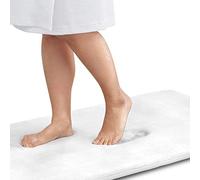 Genteele Tapis de bain en mousse à mémoire de forme, antidérapant, absorbant, ultra confortable, en velours (43,2 cm x 61 cm, blanc)