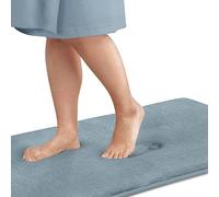 Genteele Tapis de bain en mousse à mémoire de forme, antidérapant, absorbant, ultra confortable, en velours (43,2 cm x 61 cm, bleu fumé)