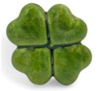 Gentile Ceramiche Lot de 12 trèfle à quatre feuilles en céramique avec aimant (5 cm) fait à la main, fabriqué en Italie - bonbonnières, marque-place, décorations (vert olive)