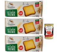 Gentilini - Biscottate Tostate - Biscottate épaisse rôtie - Pâtisserie avec moins de sucre - Produit 100 % italien - 3 x 175 g + polpa italien gourmet 400 g