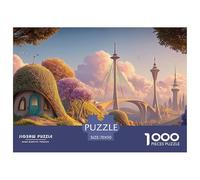 Gentle Breeze Modern Architecture 1000 Pcs Carton Extra-épais Coffret De Puzzles Whimsical Towers Stimulant Et Éducatif Défi Unique Puzzles As Birthday Gifts 70x50cm/1000pcs