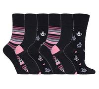 Gentle Grip - 6 paires Femme sans élastique diabétiques chaussettes pas de caoutchouc non comprimantes 37-42 eur (GG171 Kettle/Teacups)