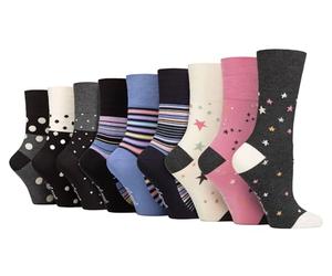 Gentle Grip 9 Paires Femme Chaussettes Bambou Sans Elastiques Extra Large Sans Couture Non Comptimantes Chaussettes (37-42, Solrm394041)