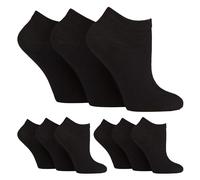Gentle Grip 9 Paires Femme Chaussettes Courtes pour Diabétiques Chaussettes Sans Elastique Extra Large | Bhaussettes Basses (37-42, Noir)