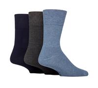 Gentle Grip - Lot de 3 Chaussettes Homme Bambou Sans Élastique Confort Respirant Semelle Coussinée Taille 39-45 (39-45, Bleu marine/Gris/Denim)