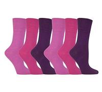 Gentle Grip Lot de 6 paires de chaussettes de diabète pour femme sans élastique Motif 37-42 heur - Rose - 37-42