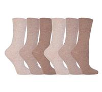 Gentle Grip Lot de 6 paires de chaussettes diabetiques pour femme sans élastique imprimées 37-42, beige, 37-42
