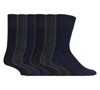 Gentle Grip Sock Shop Lot de 6 paires de chaussettes en bambou non élastiques pour homme, Somrm02, 6-11
