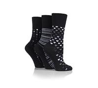 Gentle Grip SOCKSHOP Femme Toit souple À motifs et à rayures Doux Respirant Chaussettes en bambou dans un multipack de 3 Couleurs Assorties Taille 37-41 Noir 37-41