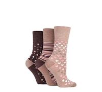 Gentle Grip SOCKSHOP Femme Toit souple À motifs et à rayures Doux Respirant Chaussettes en bambou dans un multipack de 3 Couleurs Assorties Taille 37-41 Neutre 37-41