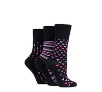 Gentle Grip SOCKSHOP Femme Toit souple À motifs et à rayures Doux Respirant Chaussettes en bambou dans un multipack de 3 Couleurs Assorties Taille 37-41 La mûre 37-41