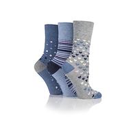Gentle Grip SOCKSHOP Femme Toit souple À motifs et à rayures Doux Respirant Chaussettes en bambou dans un multipack de 3 Couleurs Assorties Taille 37-41 Denim 37-41