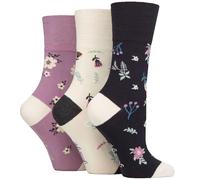 Gentle Grip SOCKSHOP Femme Toit souple À motifs et à rayures Doux Respirant Chaussettes en bambou dans un multipack de 3 Couleurs Assorties Taille 37-41 Floraison botanique 37-41