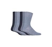 Gentle Grips - Homme chausettes Grosse pointure nid d'abeilles Haut riche en coton Lot de 6, Size 12-14 UK / 46-50 EU - Uni Mode - Bleu, 12-14 uk 46-50 eur