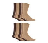 Gentle Grips - Homme chausettes Grosse pointure nid d'abeilles Haut riche en coton Lot de 6, Size 12-14 UK / 46-50 EU - Uni Mode - Marron, 12-14 uk 46-50 eur