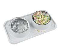 Gentledog Gamelles pour chat pour nourriture et eau, double gamelles amovibles en acier inoxydable de qualité supérieure avec fond antidérapant et support surélevé pour animaux de compagnie et petits