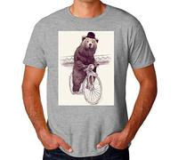 Gentleman Bear on Bike Men's T-T-Shirts à Manches Courtes Heather(Large)