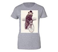 Gentleman Bear on Bike Women's T-T-Shirts à Manches Courtes Heather(Large)