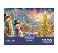 Gentleman de Neige Joyeux par Lit Christmas Tree Puzzle De 1000 Pièces Christmas Style Jeu Éducatif Classique pour Le Temps des Puzzles en Famille 52x38cm/1000pcs