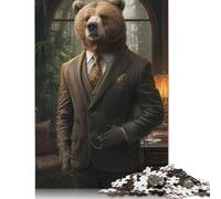 Gentleman Grizzly Puzzle 1000 Pièces pour Adultes et Adolescents Jeu éducatif 38 x 26 cm (1000 Pièces)
