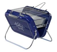 Gentlemen's Hardware GEN 253 Barbecue portable en forme de valise en acier inoxydable avec grille et plateau à charbon inclus Bleu marine 32 x 31,5 x 40 cm
