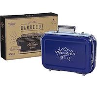Gentlemen's Hardware GEN 253 Barbecue portable en forme de valise en acier inoxydable avec grille et plateau à charbon inclus Bleu marine 32 x 31,5 x 40 cm
