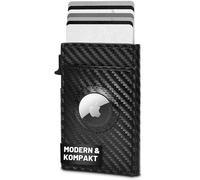 GenTo® SLIMLET Push AIR - Slim Wallet - Portefeuille Mince - Étui en métal - Support Apple AIRTAG - Protection RFID NFC - Petit Portmonee avec Clip Argent - Porte-Cartes étroite Mince - Hommes Femmes