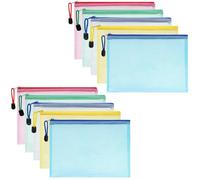 Gentpovth 10 Pcs Pochette Document Zippée A4,PVC Transparentes Document Dossier,Mesh Zipper Pouch,Étanche Sac Plastique Zip,pour Bureau Fournitures, Voyage, Fournitures, Bureau(5 Couleurs)