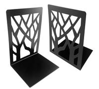 Gentpovth 2 pièces Serre-Livres en métal, Séparateurs de Livres Anti Rayures, Bloc Livre pour Étagère Noir Lierre, Serre Livres pour Étagère, pour Bureaux, écoles, Maisons et Bibliothèques