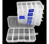 Gentpovth 6 pièces Organisateur en plastique avec 10 compartiments, Compartimentée pour perles, Organisateur carré vide pour un rangement, Idéale pour la séparation et le stockage de petits objets