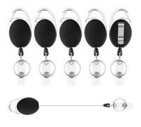 Gentpovth 6 pièces Porte Clef Retractable Mousqueton,cordon rétractable Avec Enrouleur de Ceinture,60cm Porte-clés Rétractable Renforcé,Rétractable Clip Porte-Badge pour Clés Carte D'identité
