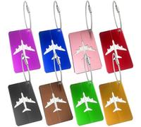 Gentpovth 8 Pcs Étiquettes à bagages en aluminium Avec carte pour informations personnelles, Etiquette Valise avec Cordon Inox et Carte PVC étanche, Étiquettes d'étiquette pour Sac à dos de Valise