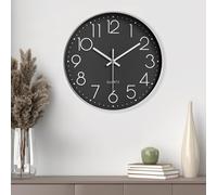 Gentpovth 8 Pouces Ronde en Horloge Murale numérique, Conception Simple et élégante, Horloge Murale silencieuse sans Tic-tac, avec Panneau en Verre Transparent, pour Salon,Chambre,Bureau,Cuisine…