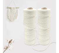 Gentpovth Fil Macramé Corde Macramé 2 Rouleaux Cordons, 2 mm x 100 m Cordon en Coton macramé Doux, Fil macramé Naturel Coton Cordon, pour Bricolage, Artisanat, Plante Suspendue, Décoration Boho