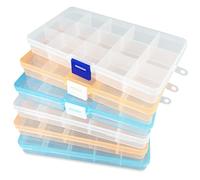 Gentpovth Lot de 6 Transparent Boite Rangement Plastique avec 15 Compartiments, avec Séparateurs Réglables, pour petites pièces en plastique, Stockage Bijoux, Artisanat, Perles,Petites Pièces