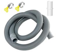 Gentpovth Tuyau de Vidange Universel 1.5M x 20 mm Pour Machine à Laver et Lave-Vaisselle - Avec Support et Colliers de Serrage - Rallonge - Gris
