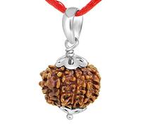 Genuine Certified Nine Faced 9 Mukhi Indonesia Rudraksha Silver Plated Pendant Devotional Jewellery for Men Women