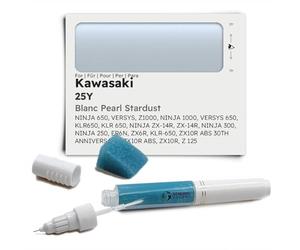 Genuine Colors Stylo de Retouche BLANC PEARL STARDUST 25Y pour Kawasaki Argent NINJA 650 VERSYS Z1000 1000 KLR650 KLR ZX-14R 300 250 ER6N ZX6R KLR-650 ZX10R ABS 30TH ANNIVERSARY Z 125