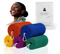 Genuine Ghana African Net Sponge With Rope Hanging Long Exfoliating Body And Back Sponge Great For Daily Shower And Bathing (Purple)