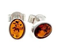 Genuine Oval Baltic Amber and 925 Sterling Silver Classic Studs Earrings 8238